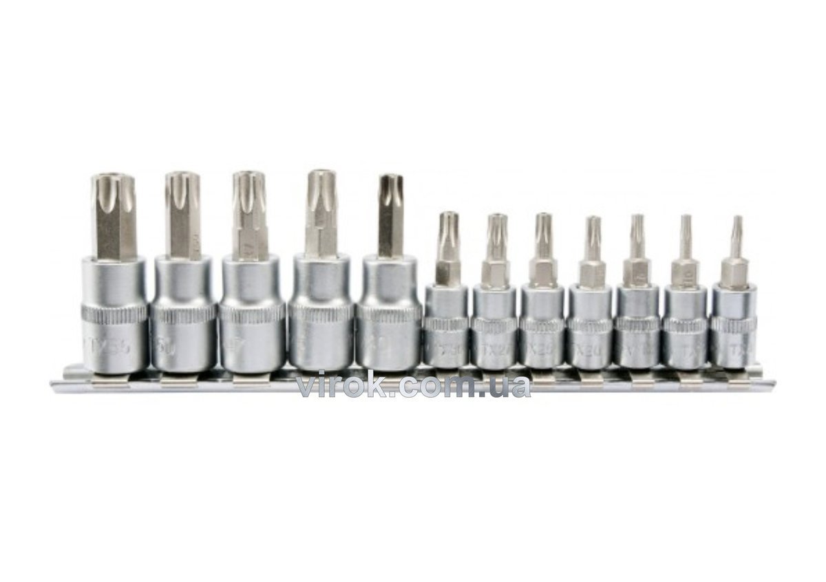 YATO Головки торцеві з насадками YATO : "TORX TEMPERPROOF", квадрат 1/4, 3/8". Набір 12 шт.  | YT-04