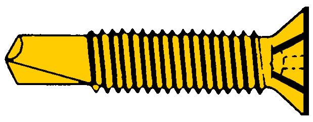 Шуруп желтый со сверлом по металлу с метрической резьбой c насечками 4,0х19