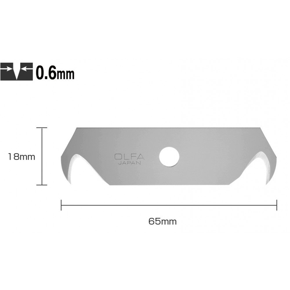 Лезвие OLFA HOB-2/5 крючковидное двухстороннее, туба 5 шт (640510)