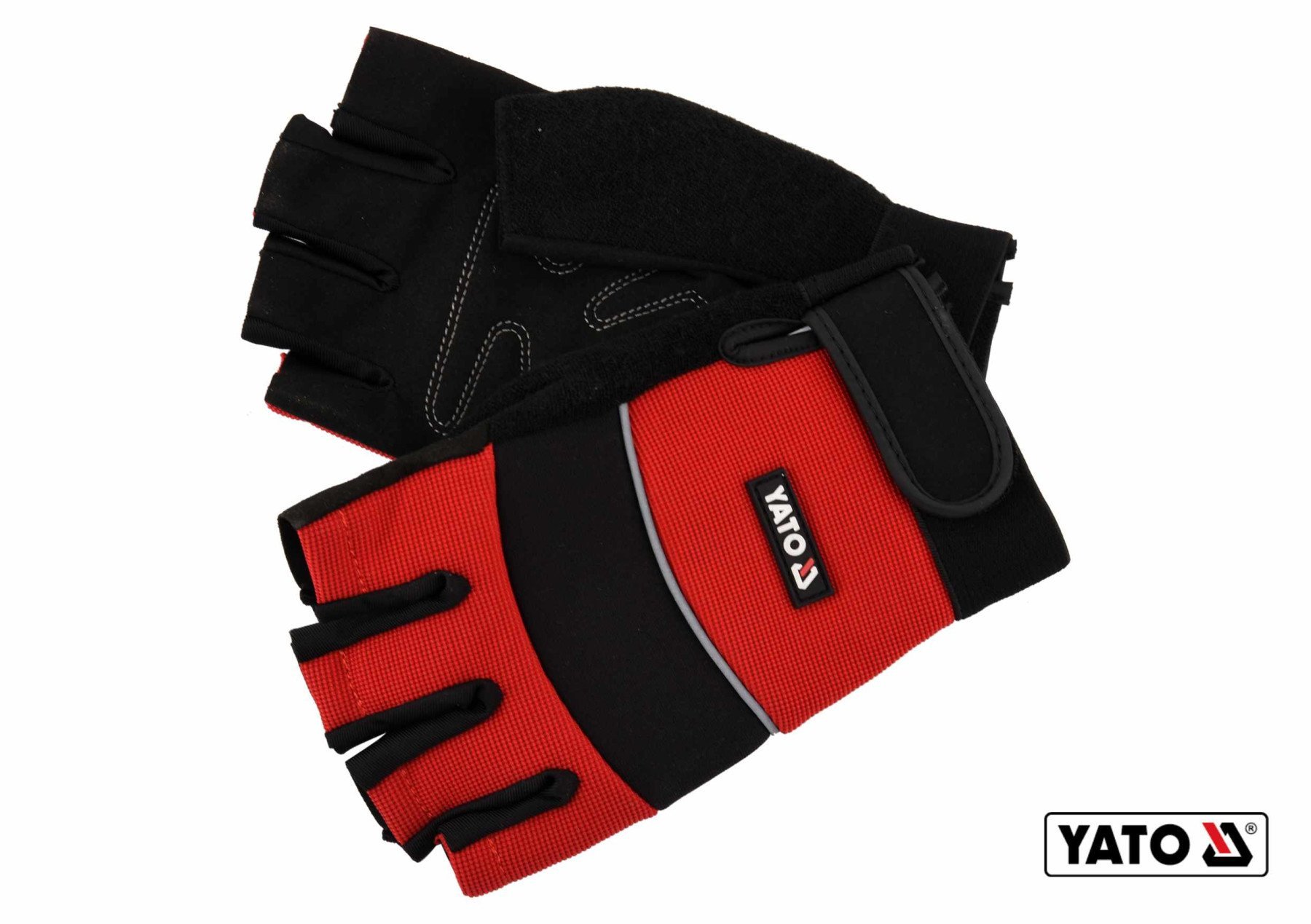 YATO Рукавиці робочі з відкритими пальцями YATO : штучна шкіра + синтетична тканина, розмір 9  | YT-