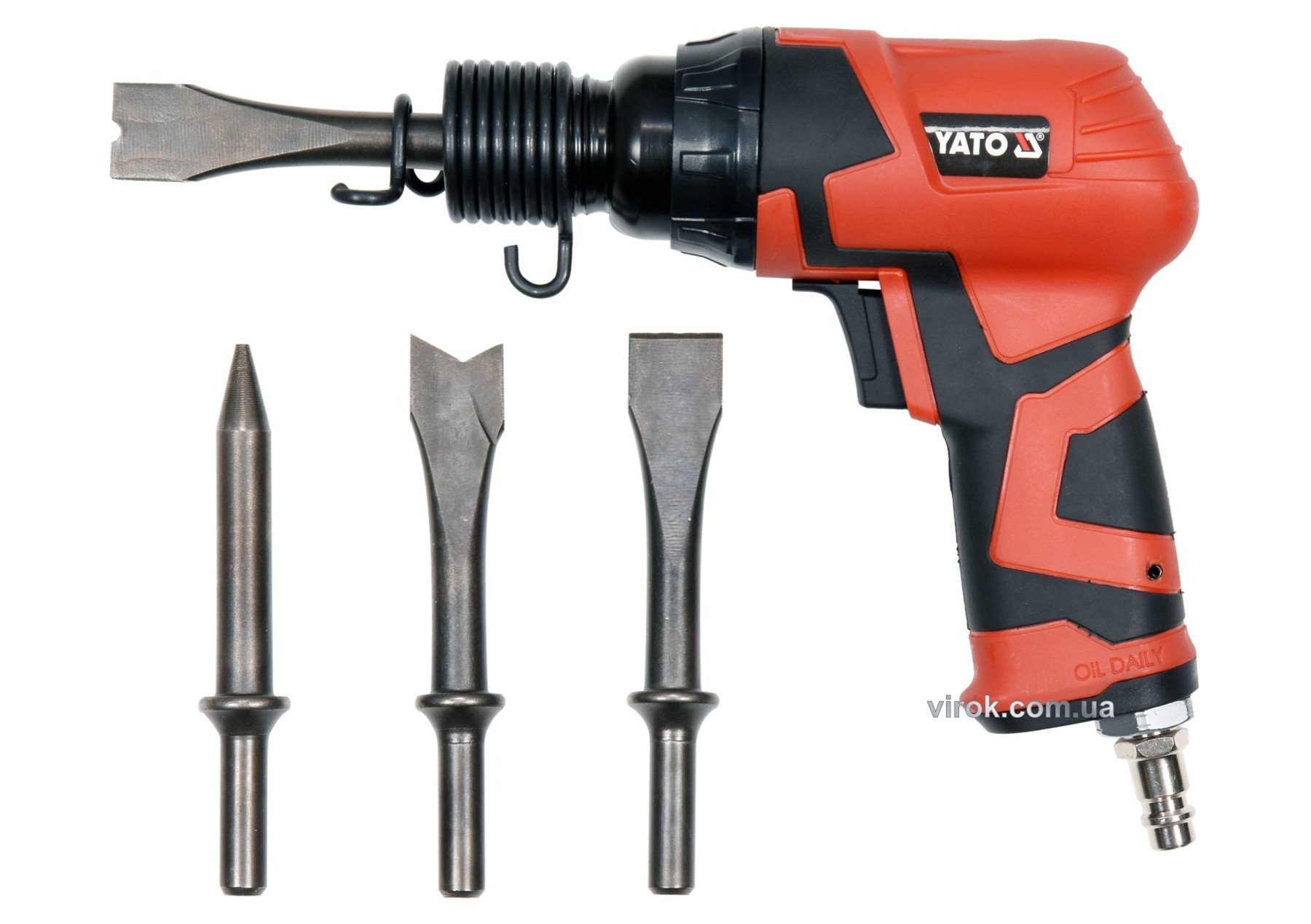 YATO Молоток відбійний пневматичний YATO : спож. повітря- 113 л/хв, тиск- 6.3 Bar + 4 долота  | YT-0