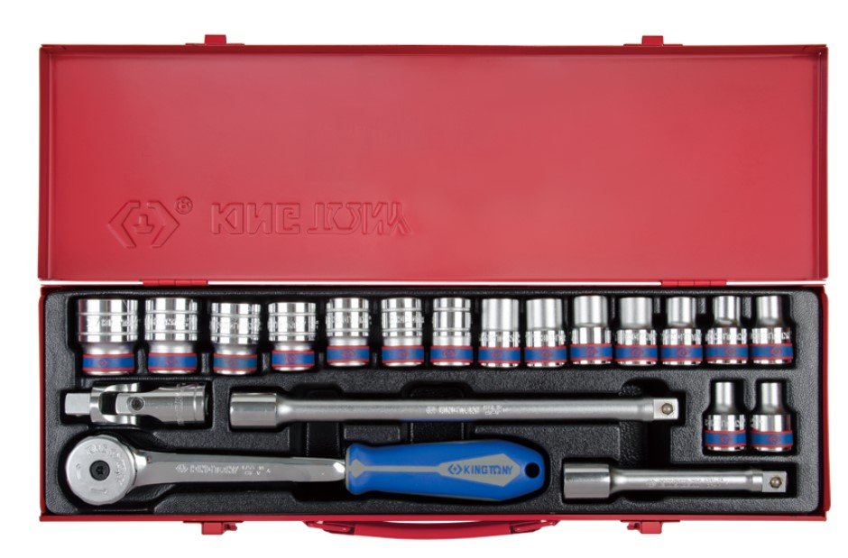 KING TONY Набор головок 1/2" 20 ед. 6-ти гранные, (8-27mm) | 4320MR