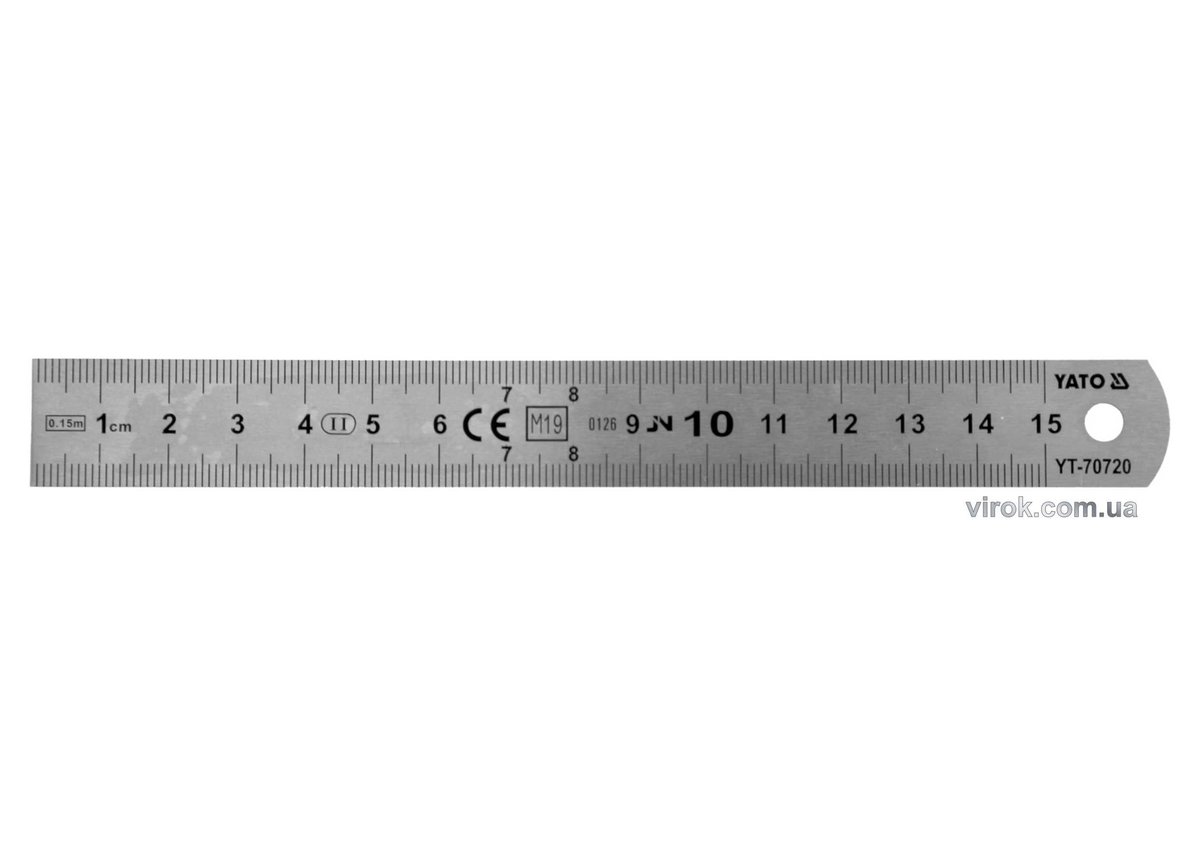 YATO Лінійка з нержавіючої сталі YATO : L= 150 x 19 мм, двостороння шкала, таблиці перетворення  | Y