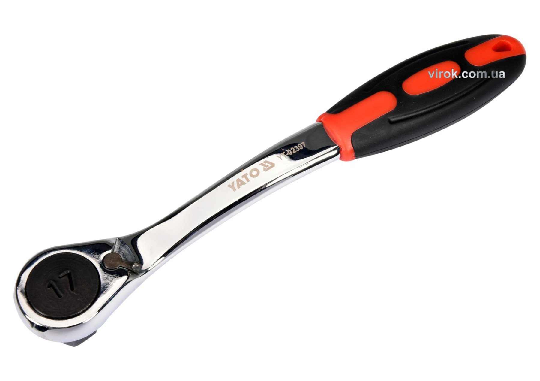 YATO Тріщатка з шестигранником, вигнута YATO: HEX17, HRC 42-48, 72T, Cr-V, з прогумованою ручкою (DW