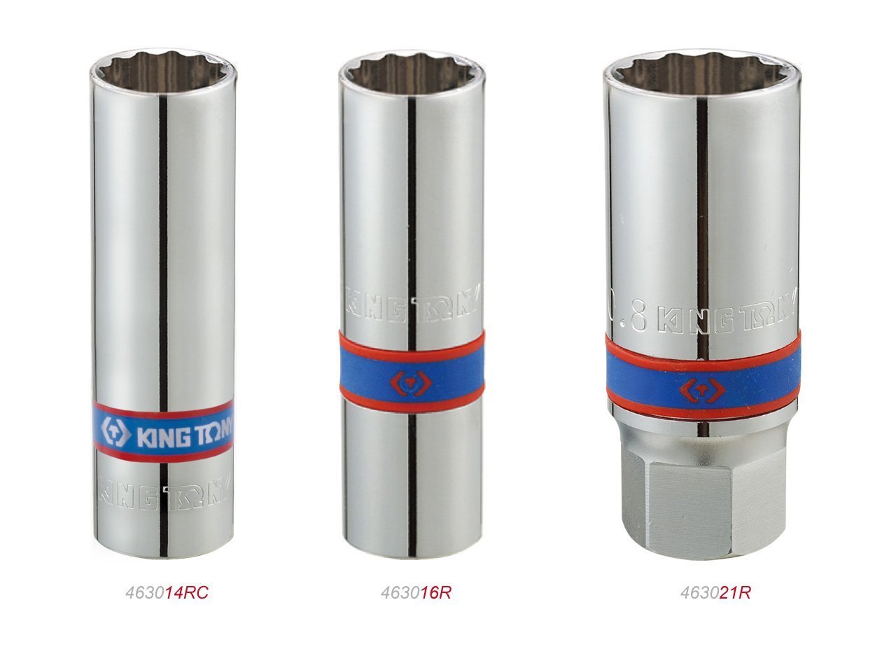 KING TONY Головка свечная 1/2" 14мм 12-ти гранная, резина | 463014RC