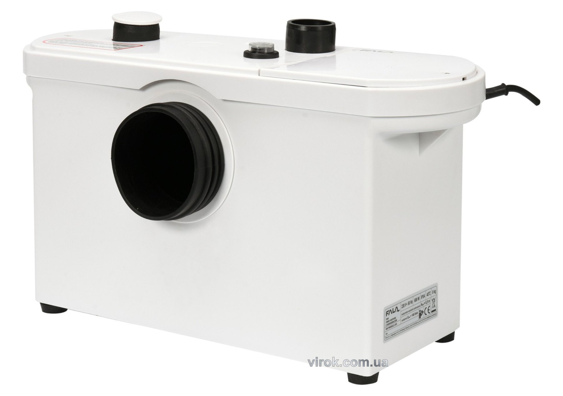 Помпа фекальна до унітазу мережева FALA : P= 600 Вт, з подрібнювачем, на висоту 6.5 м, 140 л/хв [1]