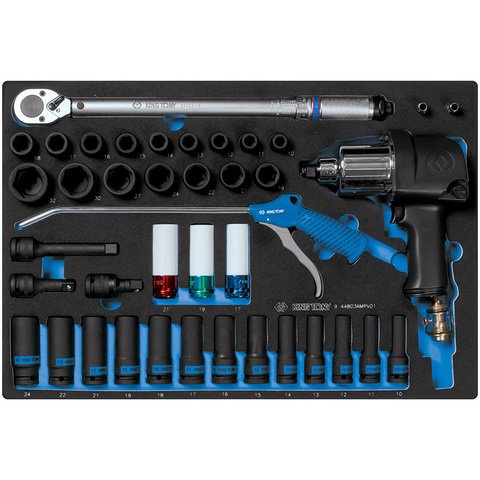 KING TONY Набор инструмента комбинированный 41 предметов, Головки, Гайковерт 33411-050, трещотка | 9