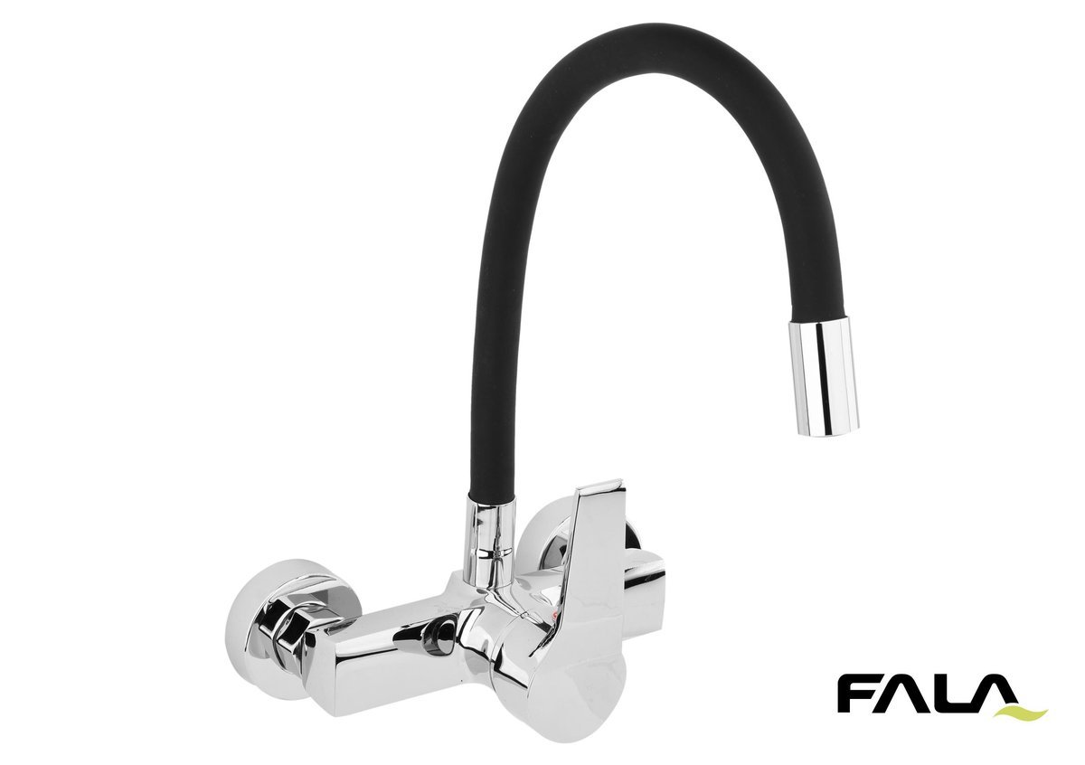 FALA Змішувач води настінний "FLEXIBLE" з гнучкою чорною лійкою  | 75670