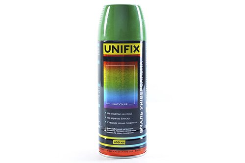 Эмаль универсальная акриловая RAL6002 зеленый листовой глянец 400мл UNIFIX