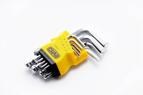 Набор шестигранников 1,5, 2, 2,5, 3, 4, 5, 6, 8, 10 коротких с шаровым наконечником CrV (9шт) СИЛА