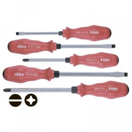 FELO Набор отверток 5,5х100 / 6,5х125 / 8,0х150 / Ph2x100 / Ph3x150 // 20695198