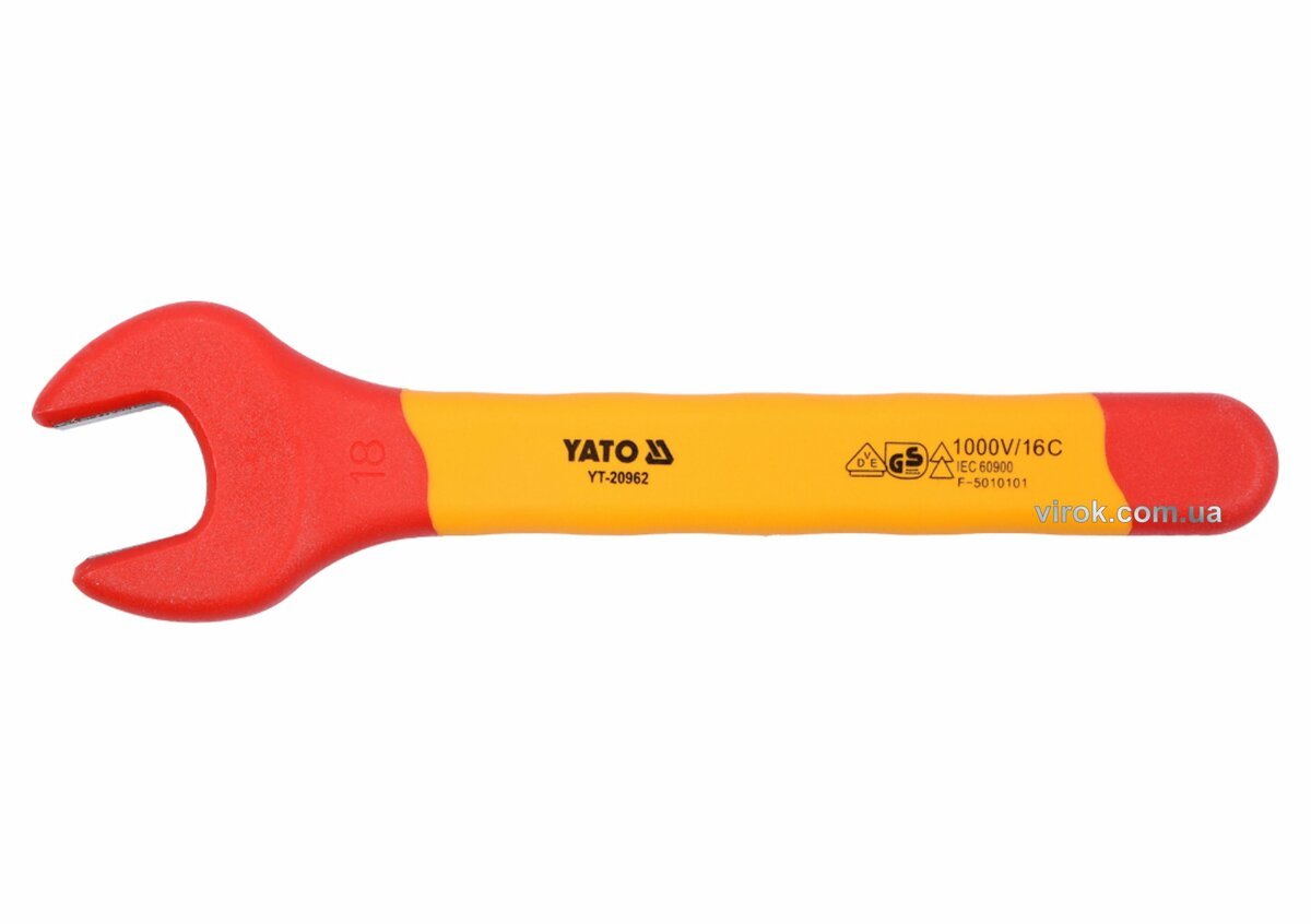YATO Ключ ріжковий : М18 мм, ізольований корпус VDE до 1000V (DW)