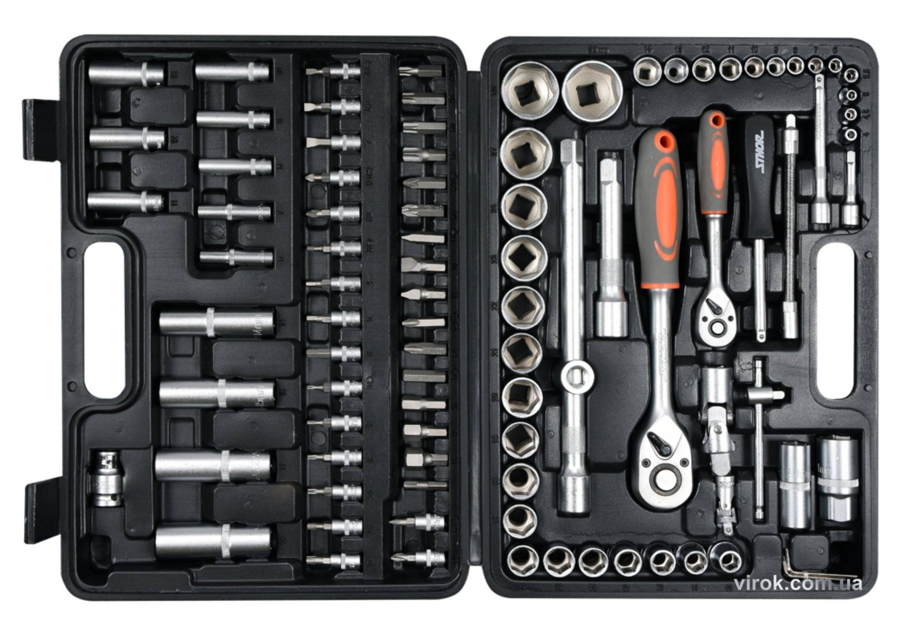 STHOR Набір головок торцевих, насадок : квадрат 1/2", 1/4" з інструментами  | 58687