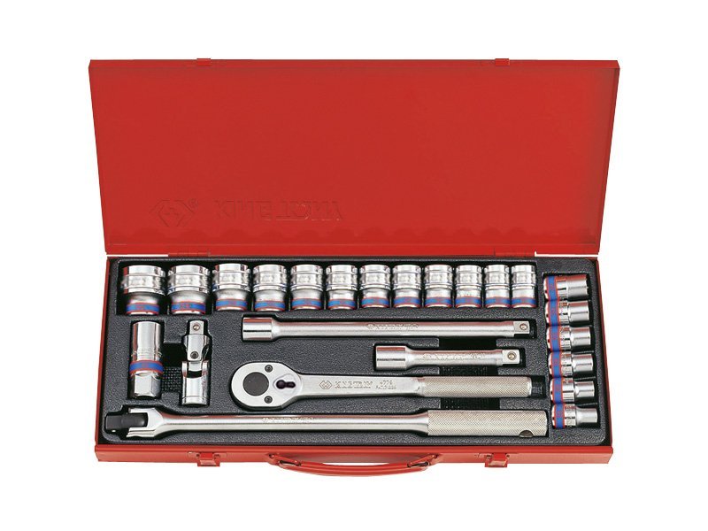 KING TONY Набор головок 1/2" 24 ед. 6-ти гранные, 10-32мм (кардан) | 4532MR