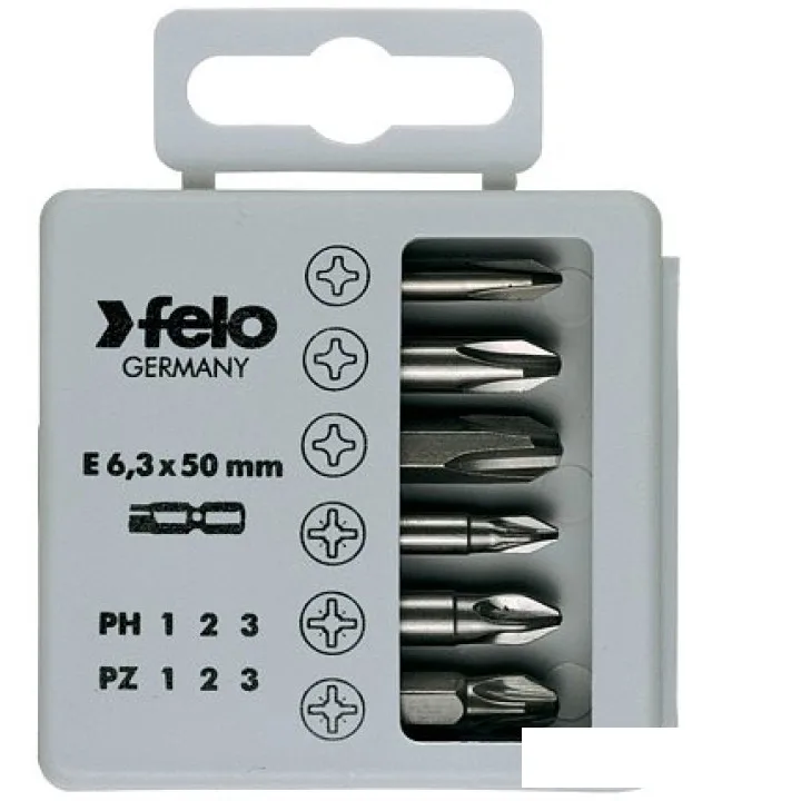 Набор бит 50 мм PZ1 / PZ2 / PZ3 / PH1 / PH2 / PH3 /, 6 шт.