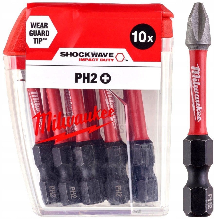 MILWAUKEE Біта SHOCKWAVE , PH2, 50мм, (10шт) | 4932430855