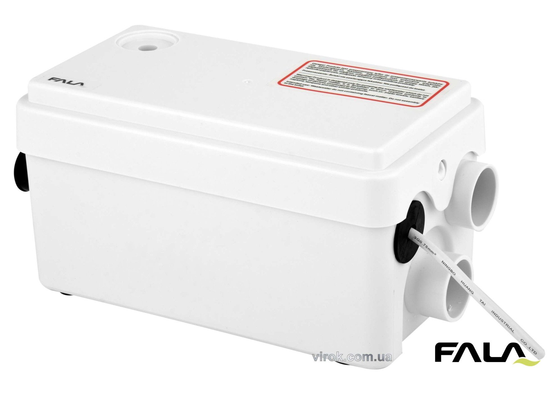Помпа до каналізаційних стоків душа і вмивальника мережева FALA: P=250Вт, на висоту 4м, Q=80л/хв [4]