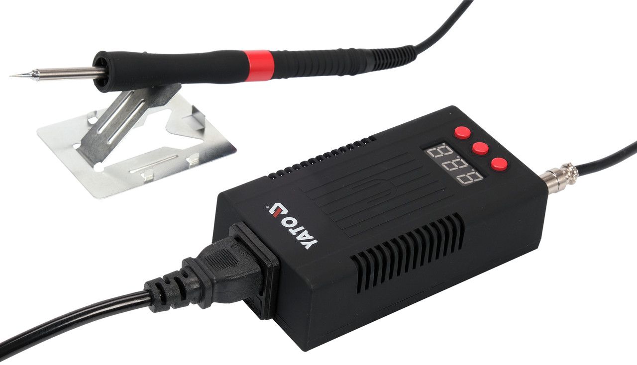 YATO Паяльна станція мережева: 110-230 V YATO; Р= 75 Вт, t°= 90-480°С, жало тип T12, LCD табло  | YT