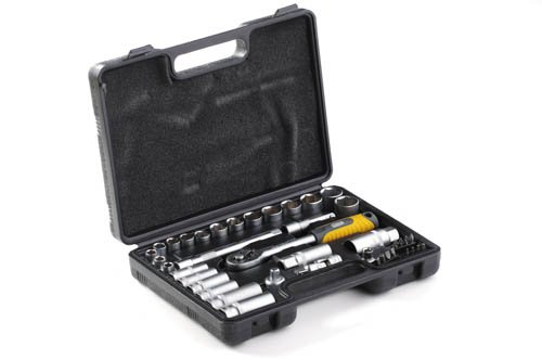 Набор насадок (инструментов) торцевых c трещоткой CrV 3/8 (40шт) СИЛА