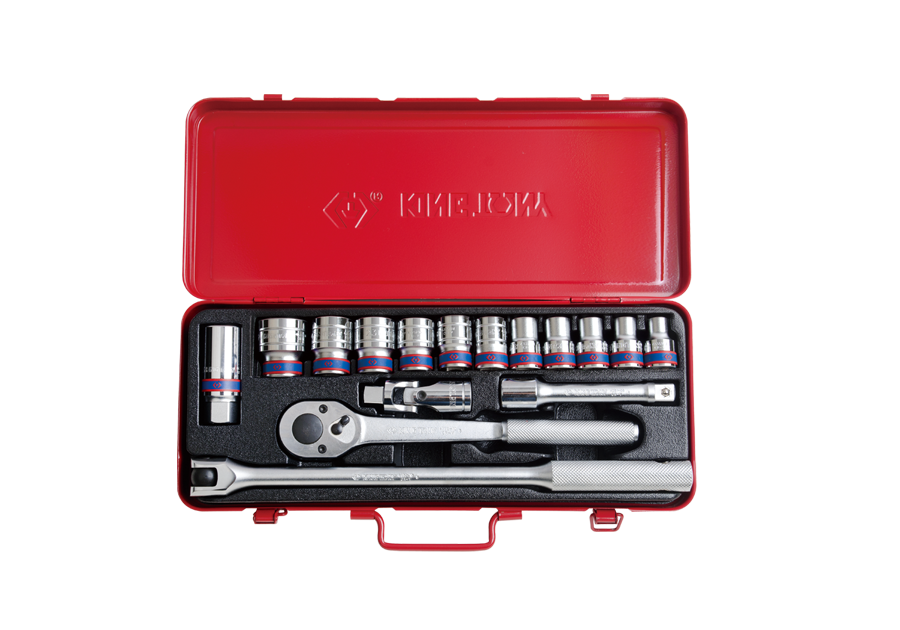 KING TONY Набор головок 1/2" 16 ед. 6-ти гранные, (10-27mm) | 4516MR