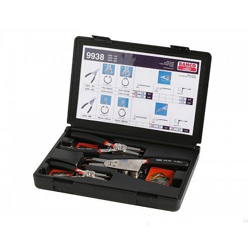 BAHCO 9938 Набор съемников стопорных колец; кольца внутренние 8-100 мм, внешние 3-100 мм.