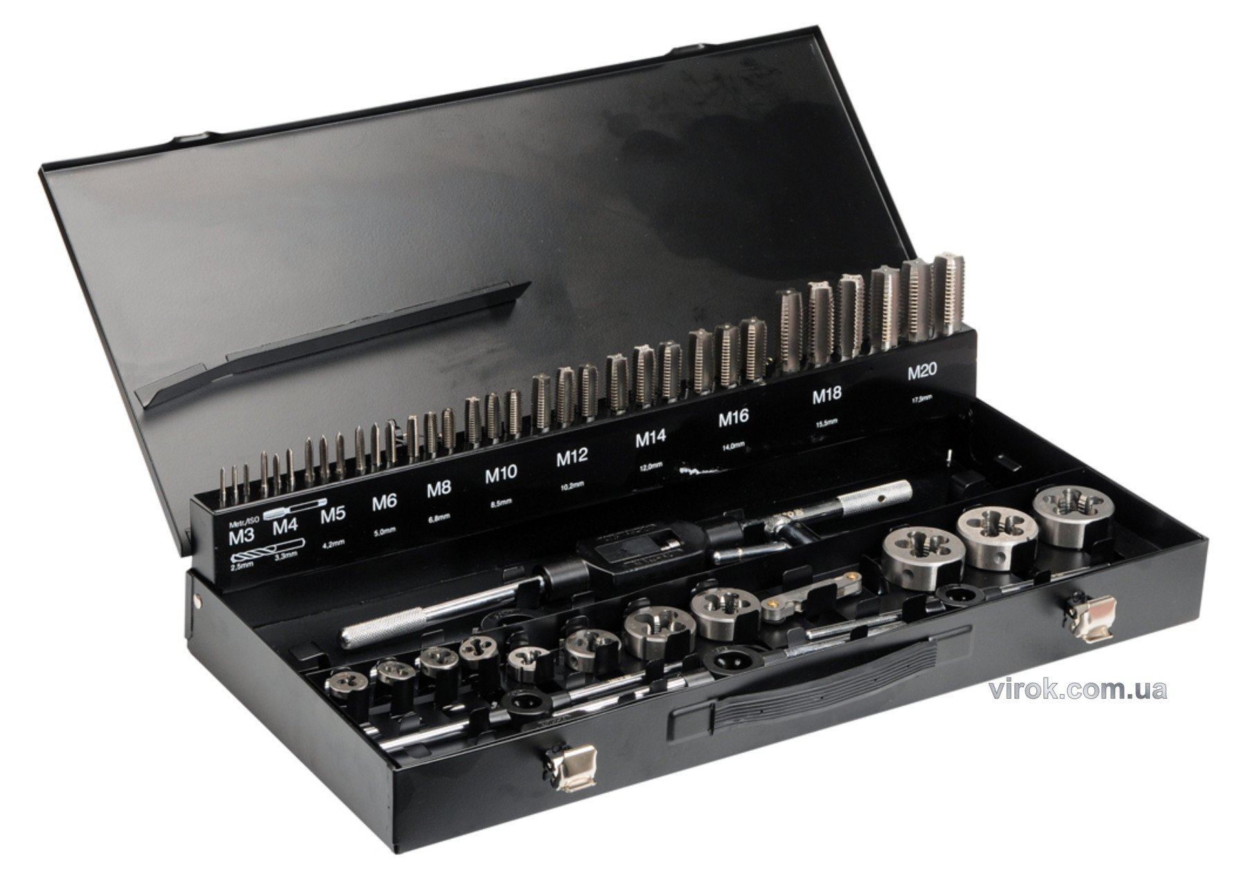 YATO Мітчики і плашки YATO Ø= М3- М20 з воротками і плашкотримачами, 56 елем.  | YT-2979