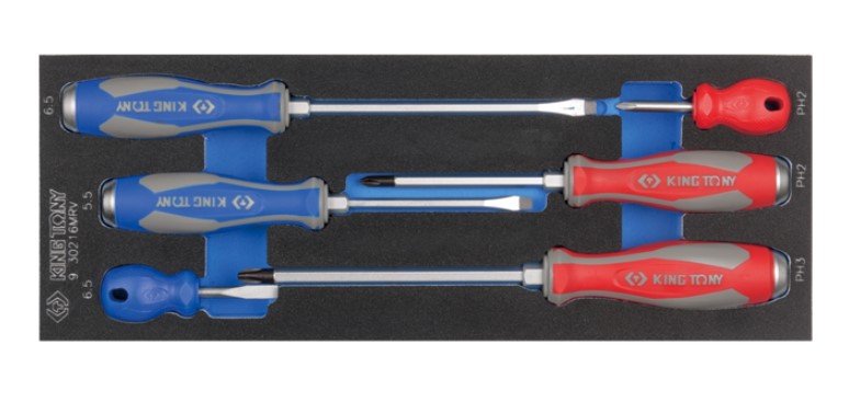 KING TONY Набор отверток 6 ед. усиленые в (EVA ложемент) | 9-30216MRV