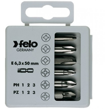 FELO Набор бит 50 мм PZ1 / PZ2 / PZ3 / PH1 / PH2 / PH3 / 6 шт. // 03291516
