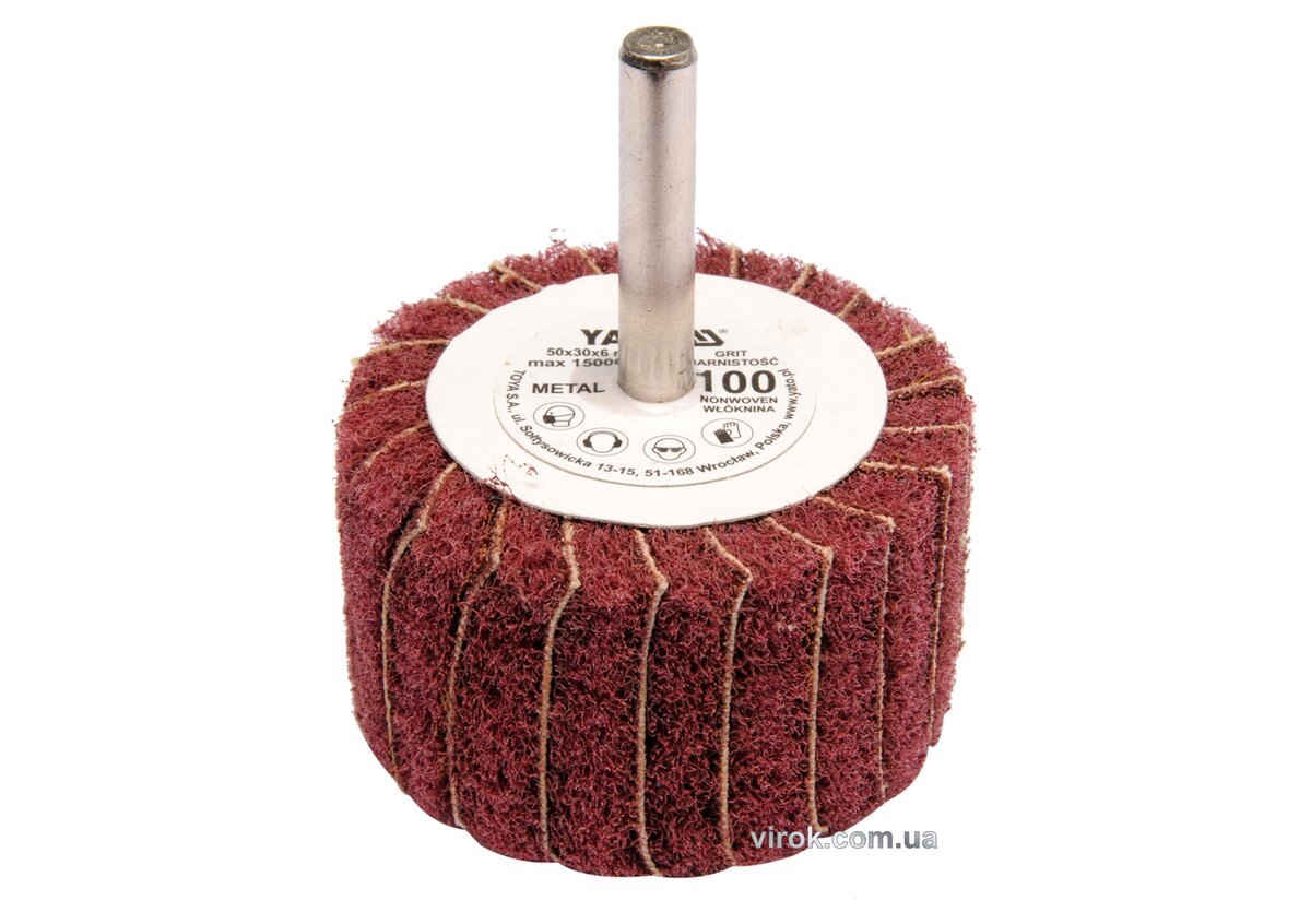 YATO Круг пелюстковий шліфувальний YATO : подовжений Ø= 50 мм К150, шпиндель Ø= 6 мм, H= 30 мм  | YT