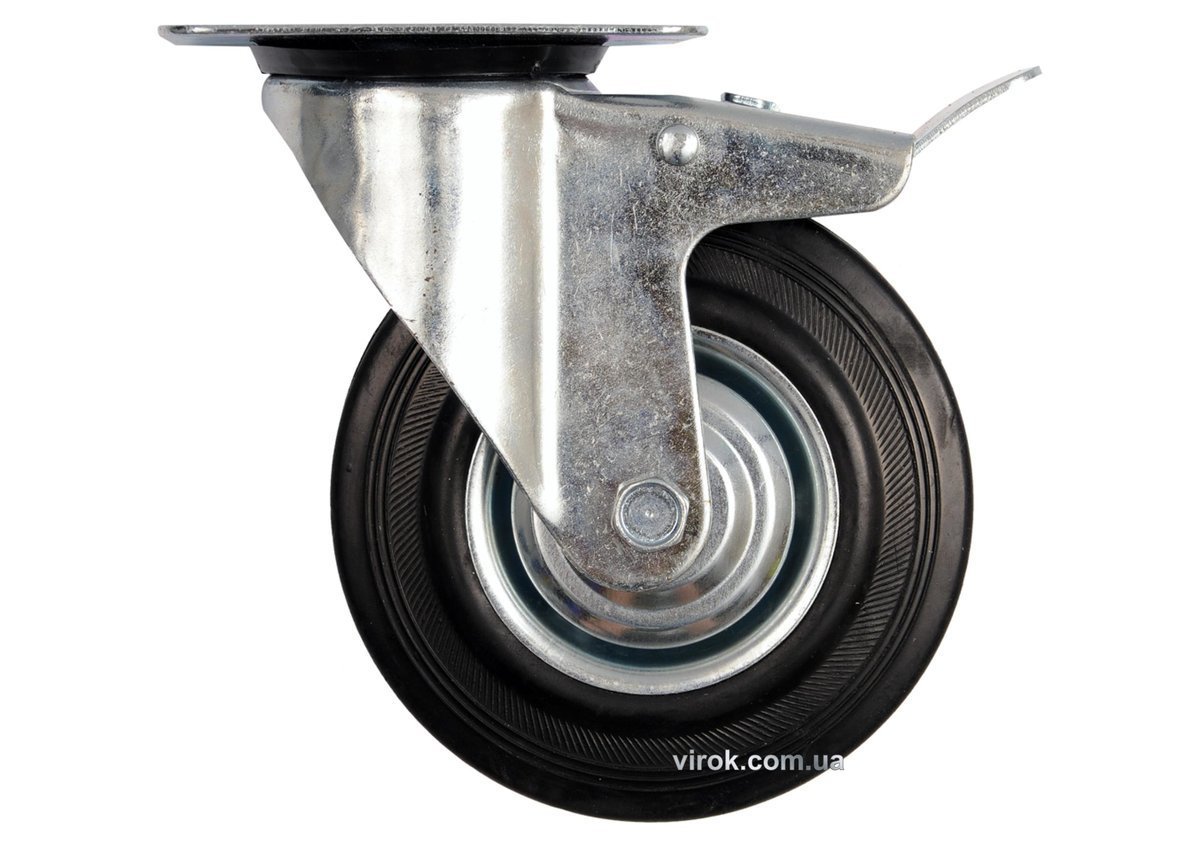 VOREL Колесо до візка Ø=100 мм, b=27 мм з обертовою опорою і гальмом; h=130 мм, навантаж.- 60кг  | 8