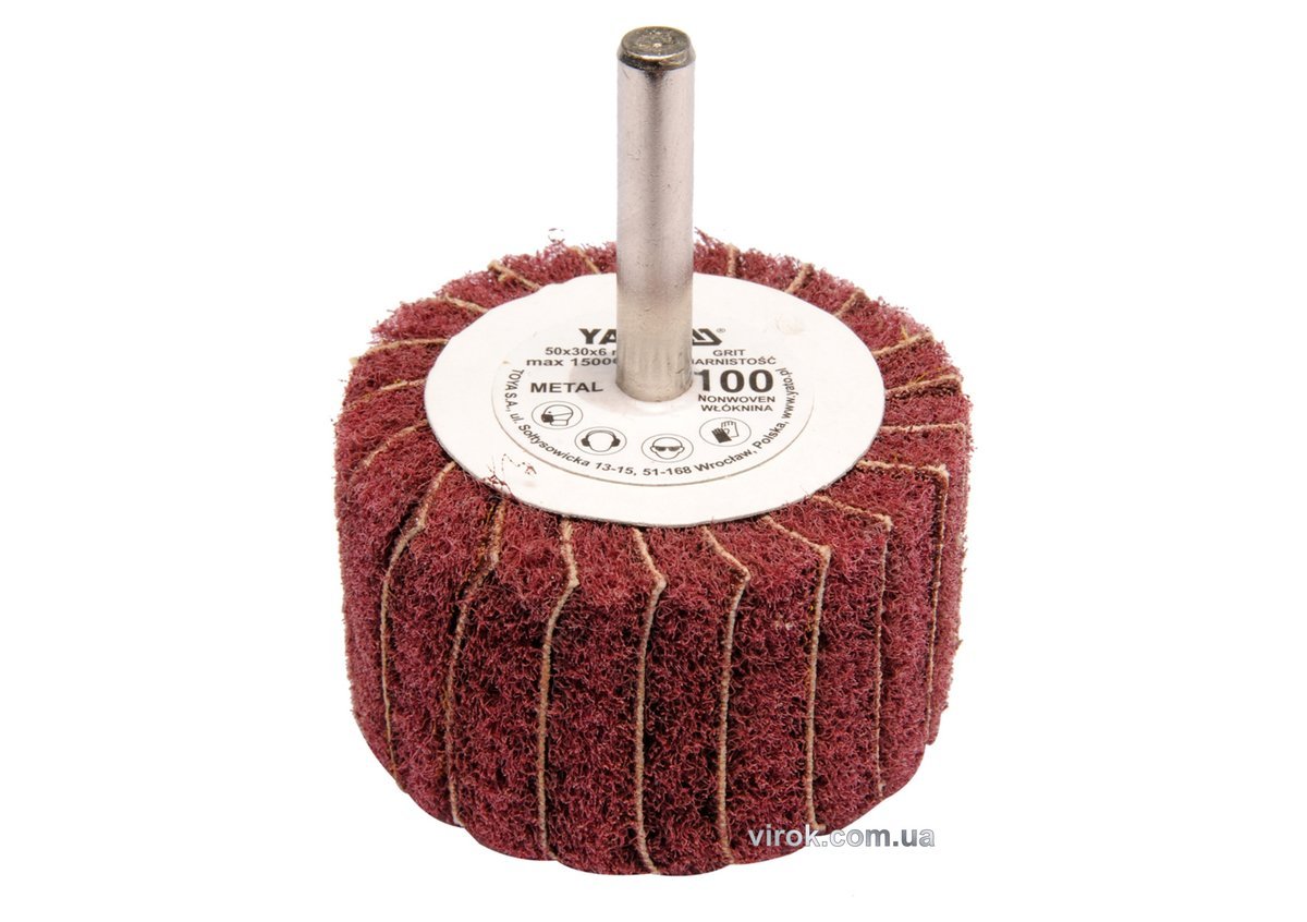 YATO Круг пелюстковий шліфувальний YATO : подовжений Ø= 50 мм К200, шпиндель Ø= 6 мм, H= 30 мм  | YT