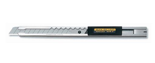 Нож OLFA SVR-2 с выдвижным лезвием и корпусом из нержавеющей стали, автофиксатор, 9мм