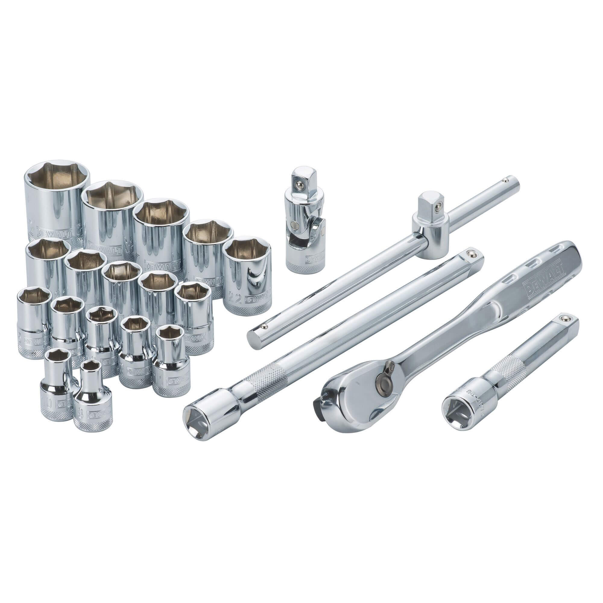 DeWALT Набір головок, 1/2", 22 предмети.
