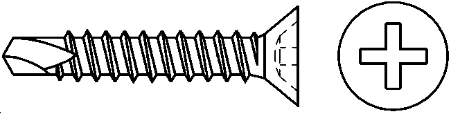 Шуруп-саморез по металлу DIN 7504P потайная головка сверло 4,2х25
