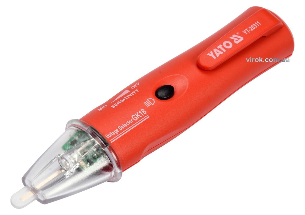 YATO Індикатор напруги мережі YATO контрольний, 5-1000В, плоский шліц SL4.5мм, регулятор чутливості 