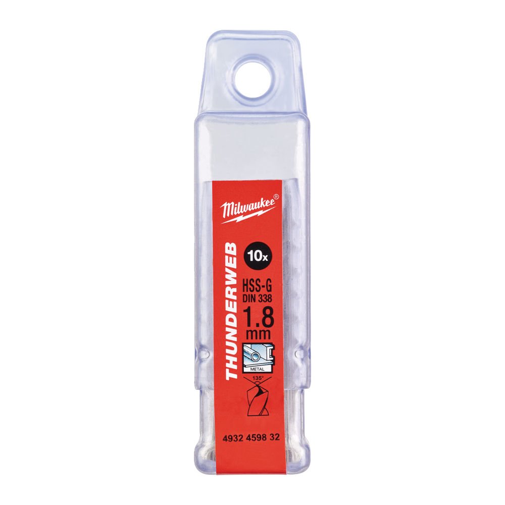 MILWAUKEE Свердло по металу THUNDERWEB HSS-GDIN338, Ø1,8х46мм, (10шт) | 4932459832