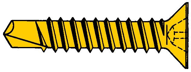 Саморез желтый со сверлом 3,9х38 потай