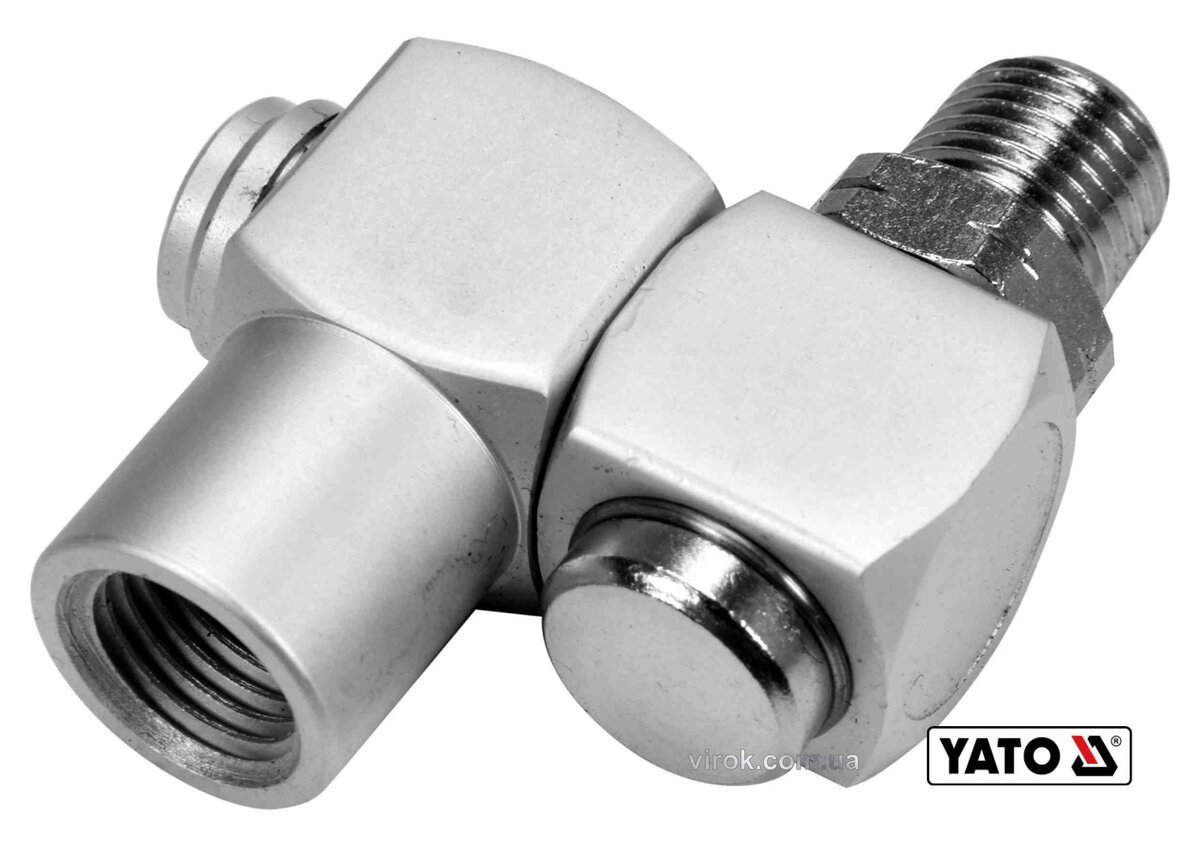 YATO З'єднання пневматичне на шарнірі YATO з обертовим 360° наконечником Ø= 1/4"  | YT-24130