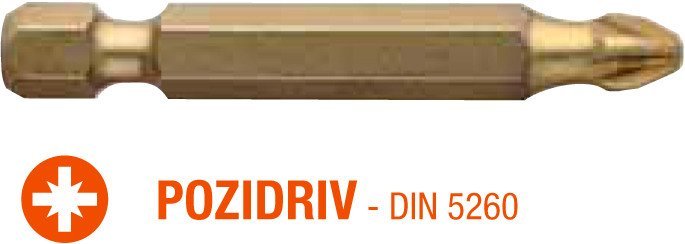 USH Насадка викруткова ISOTIN Pozidriv PZ3 x 50 мм. Torsion. титанова, подовжена. Уп. 10 шт. | UUSG0