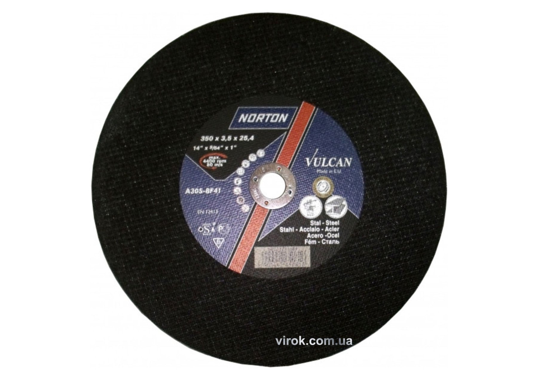 NORTON Диск відрізний по металу, нерж. сталі, бетону і чавуну " VULCAN FIXED"; Ø=350х 32 мм, t=3.5 м
