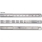 GROZ Линейка стальная длиной 150 мм метр. /дюйм. Цена деления 0,5 мм. Нержавеющая сталь SR/6