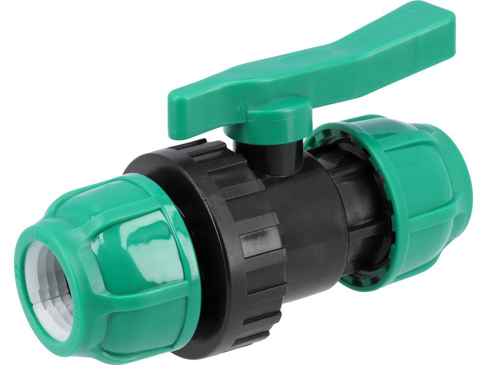 Кран кульовий до водяних пластикових труб  Ø= 32 мм FLO з поліпропілену, для тиску 16 Bar [30/60]
