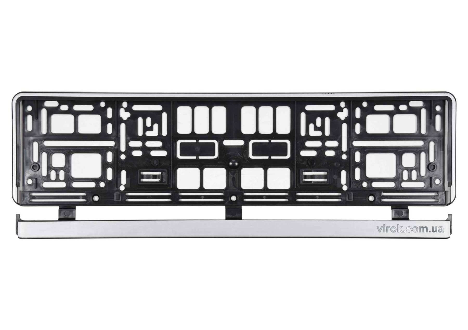 VOREL Рамка під номерний знак авто : срібна, 529 х 132 х 11 мм (пластикова)  | 83290