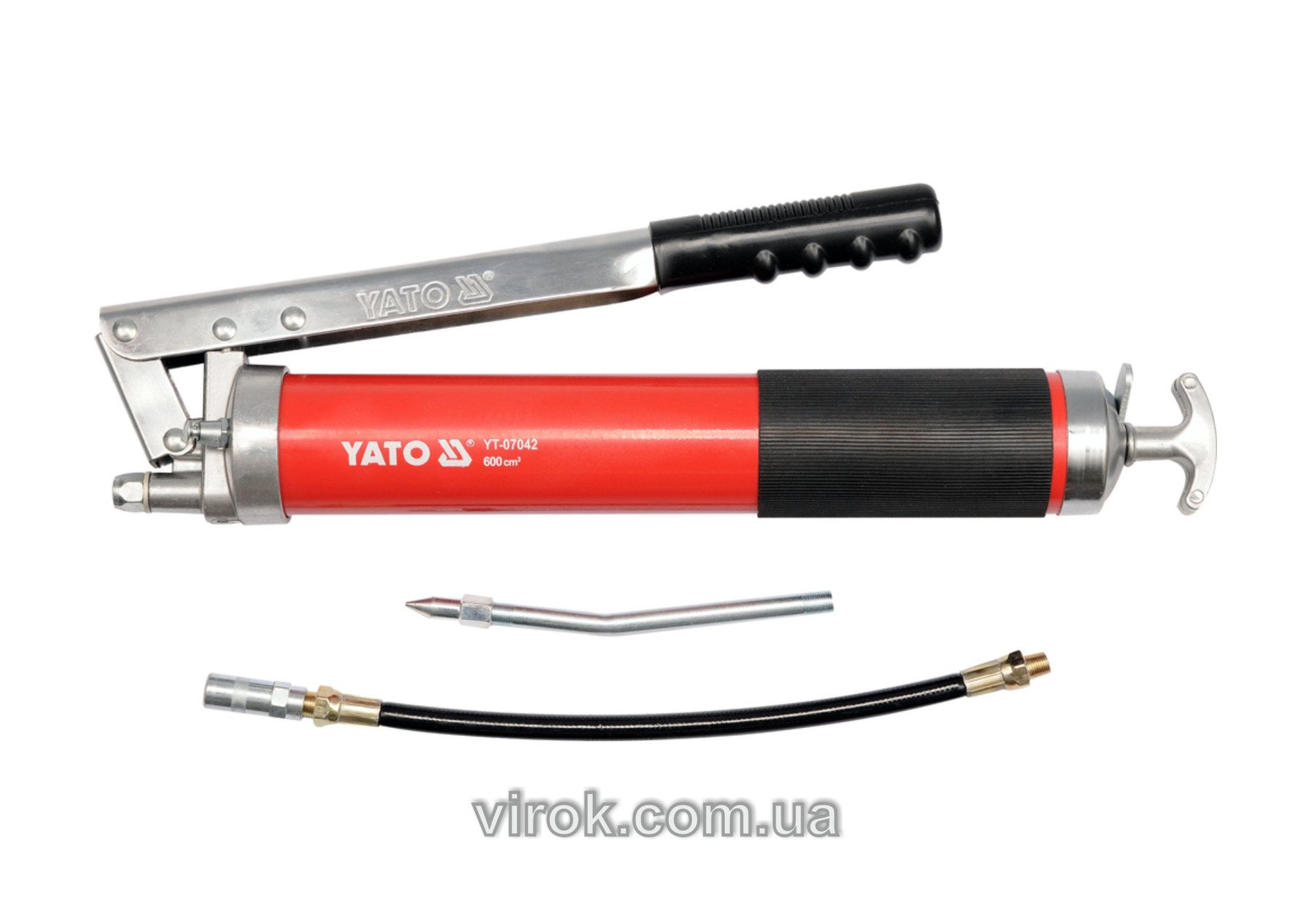 YATO Шприц мастильний YATO, 600 см³, 27-41 MPa. з жорстк. і гнучк. аплікаторами  | YT-07042