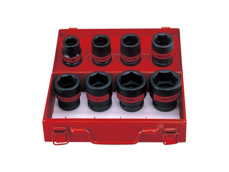 KING TONY Набор головок 3/4" 8 ед. 6-ти гранные,короткие, дюймовые, ударные (3/4" - 1-1/2") | 6408SP