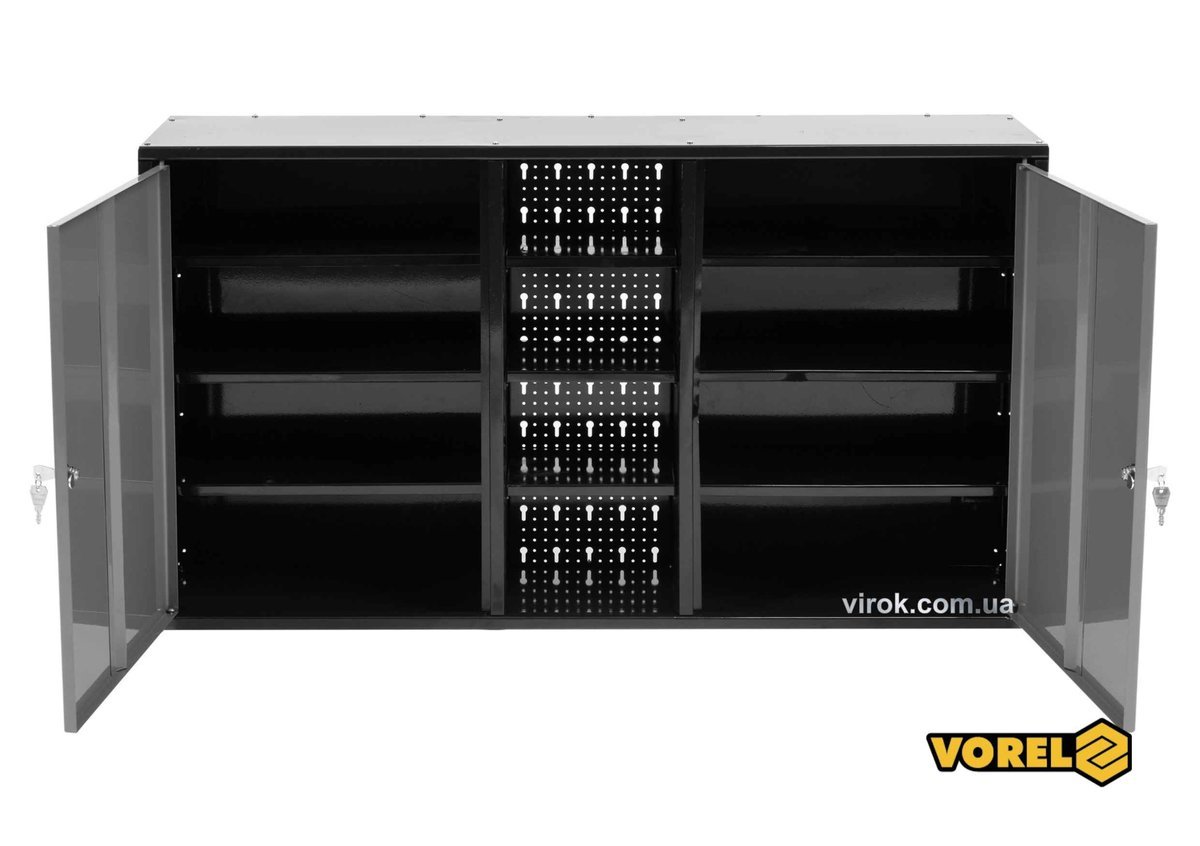 VOREL Шафа настінна для майстерні : 1125 х 265 х 630 мм, з лакованої бляхи t= 0.8-1 мм  | 58440