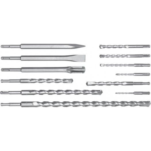 VOREL Набор буров (9шт) и зубил (3шт) SDS 5-20 23585