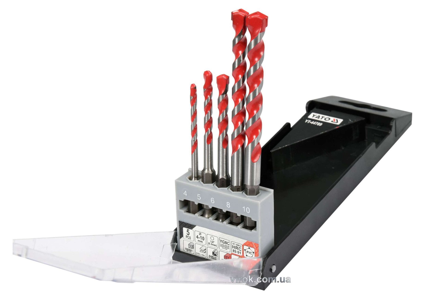 YATO Набір свердл універсальних YATO: YG6X, Ø= 4-10 мм, HEX-1/4", 5 шт  | YT-44789