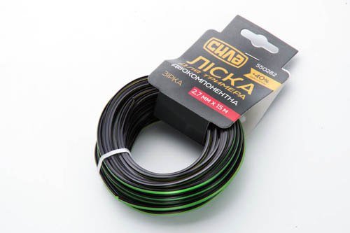 Леска для триммера двухкомпонентная 2,4мм звезда 15м СИЛА