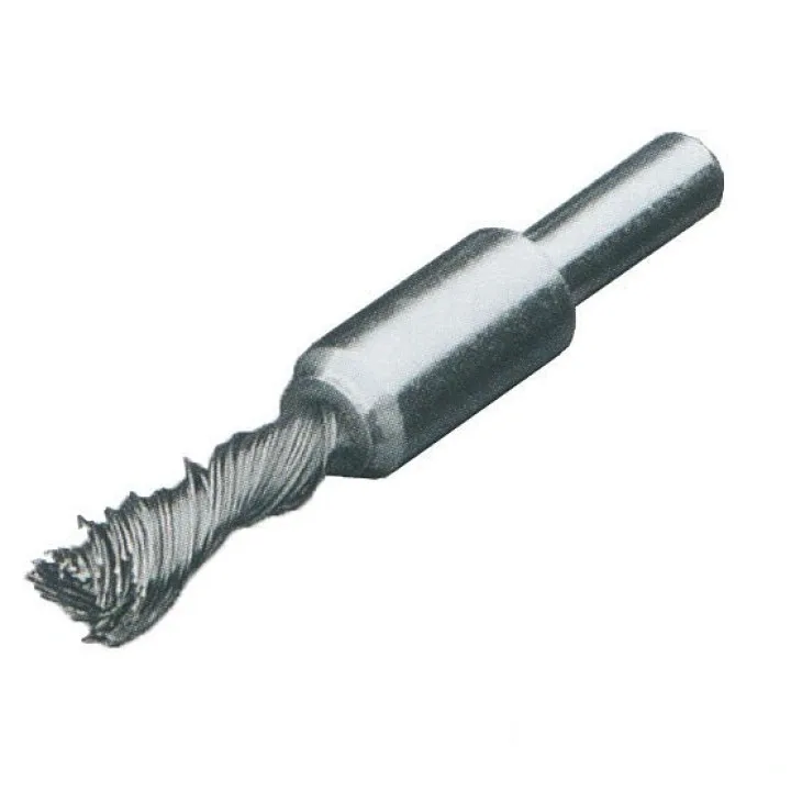 Щетка концевая D10х25 мм, хвостовик 6 мм, высокопрочный стальной провод 0.25 мм LESSMANN